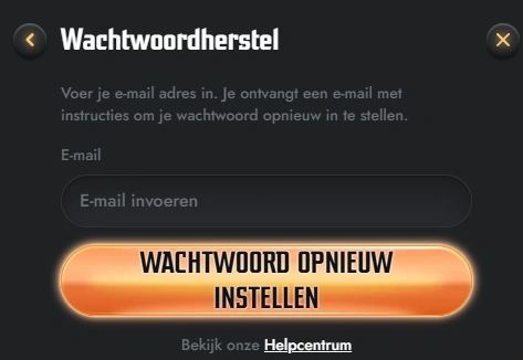 Wachtwoordherstel formulier bij Gransino Casino
